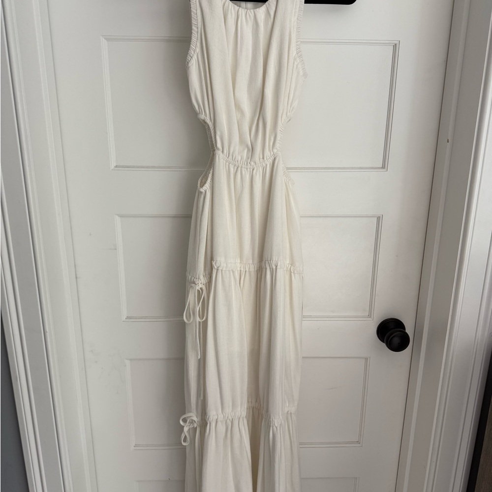 Chic White/Ivory Sleeveless  with side cutouts Maxi Dress